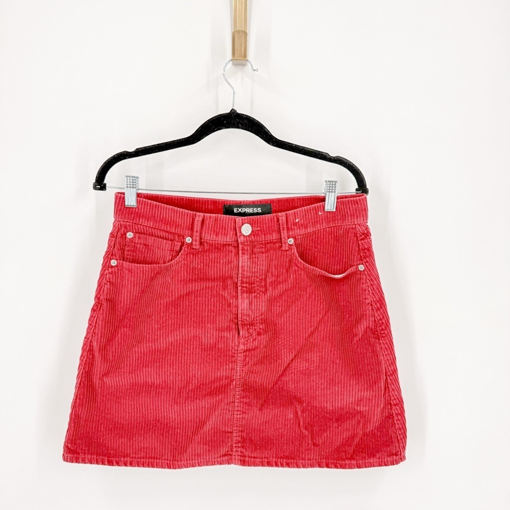 Express Cherry Red Corduroy Mini Skirt